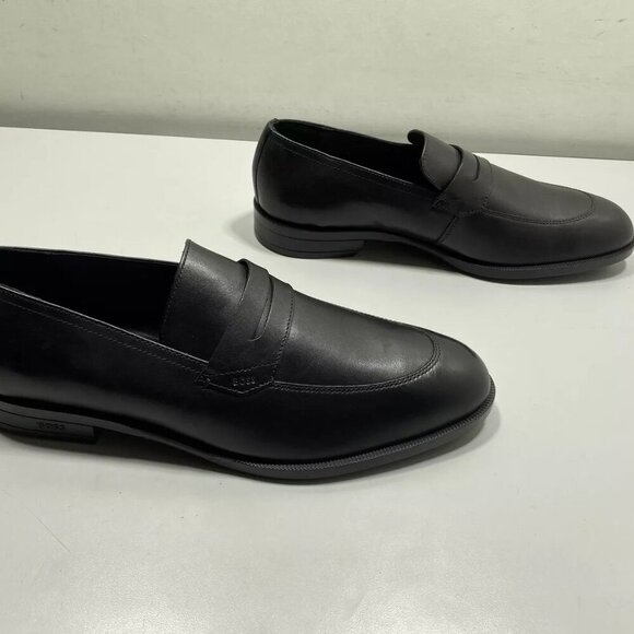 NEW BOSS  Derreck Penny Loafers Size 10 Slip-On Versatile Leather Black Lined Bc - Picture 10 of 11